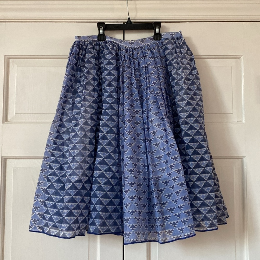 Thierry Colson Pleated Silk Blend Patterned Skirt Womens Size 0‎ XS Puffy Skirt